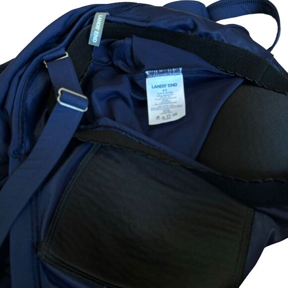 Lands End Navy Blue Paisley Blouson Tankini Top & Bottoms Swimsuit 6D - Picture 4 of 6